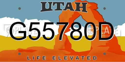 G55780D Utah License Plate
