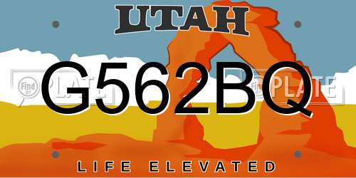 G562BQ Utah License Plate