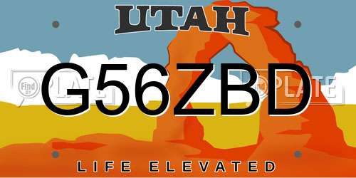 G56ZBD Utah License Plate