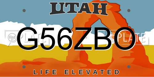 G56ZBO Utah License Plate