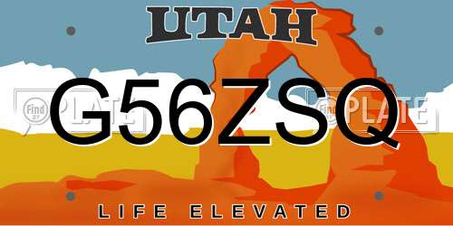 G56ZSQ Utah License Plate
