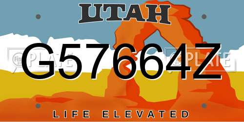 G57664Z Utah License Plate