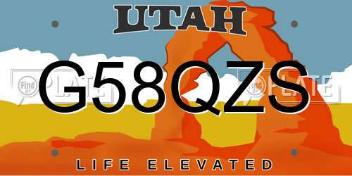 G58QZS Utah License Plate