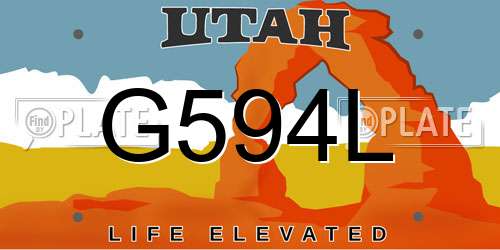G594L Utah License Plate