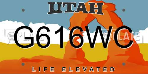 G616WC Utah License Plate