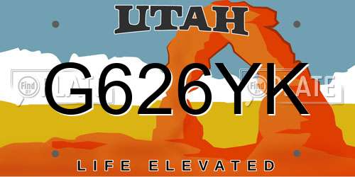 G626YK Utah License Plate