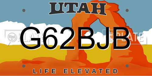 G62BJB Utah License Plate