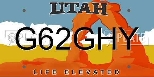 G62GHY Utah License Plate