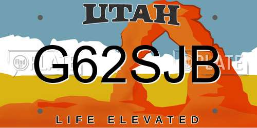 G62SJB Utah License Plate