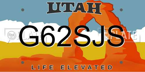 G62SJS Utah License Plate