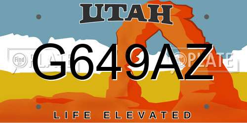 G649AZ Utah License Plate