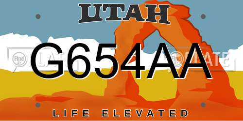 G654AA Utah License Plate