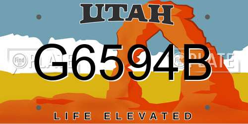G6594B Utah License Plate