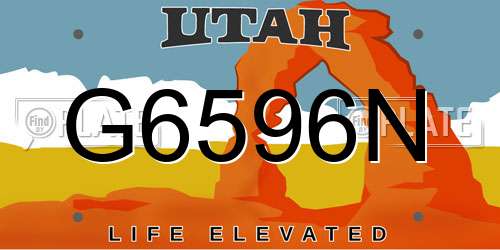 G6596N Utah License Plate
