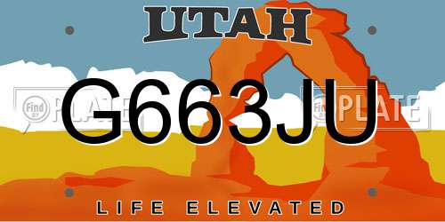 G663JU Utah License Plate