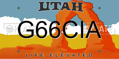 G66CIA Utah License Plate