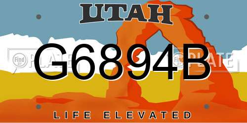 G6894B Utah License Plate