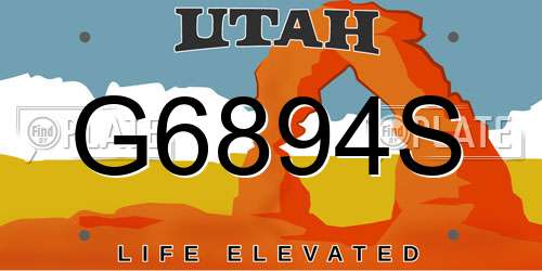 G6894S Utah License Plate