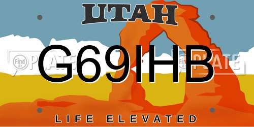 G69IHB Utah License Plate