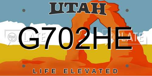 G702HE Utah License Plate