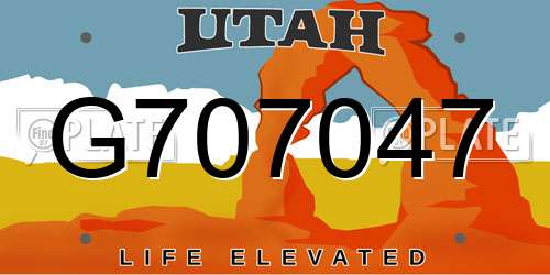 G707047 Utah License Plate