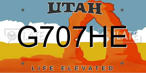 G707HE Utah License Plate