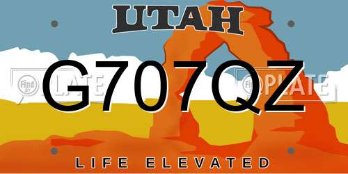G707QZ Utah License Plate