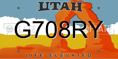 G708RY Utah License Plate