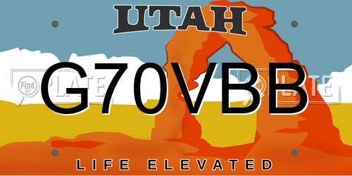 G70VBB Utah License Plate