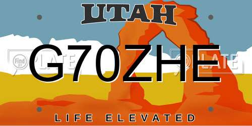 G70ZHE Utah License Plate