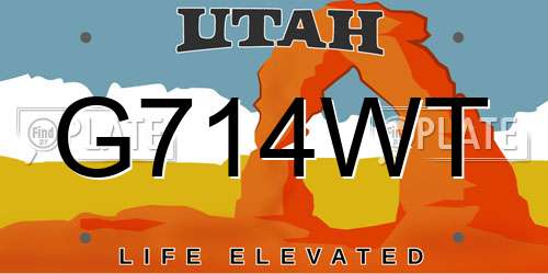 G714WT Utah License Plate
