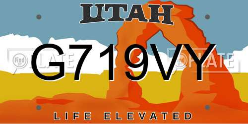 G719VY Utah License Plate
