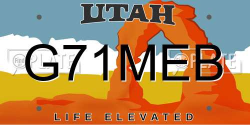 G71MEB Utah License Plate