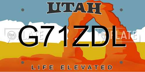 G71ZDL Utah License Plate