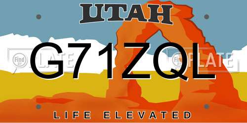 G71ZQL Utah License Plate