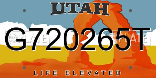 G720265T Utah License Plate