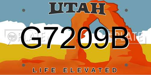 G7209B Utah License Plate