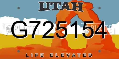 G725154 Utah License Plate