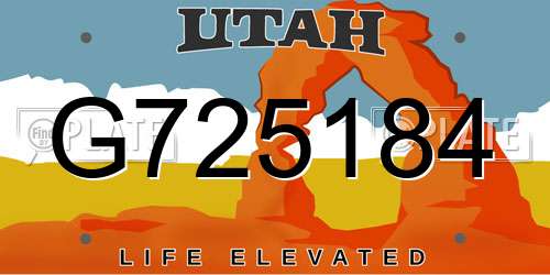 G725184 Utah License Plate