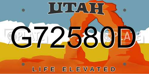 G72580D Utah License Plate