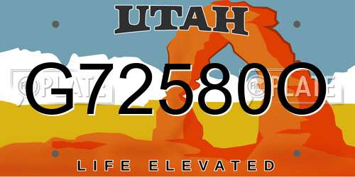 G72580O Utah License Plate