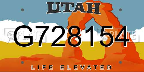 G728154 Utah License Plate