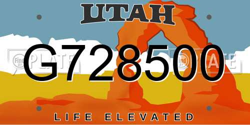 G728500 Utah License Plate