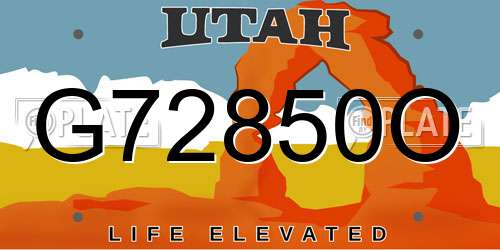 G72850O Utah License Plate