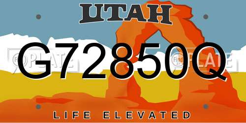 G72850Q Utah License Plate