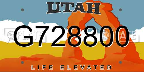 G728800 Utah License Plate