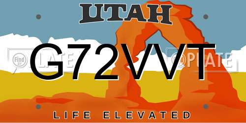 G72VVT Utah License Plate