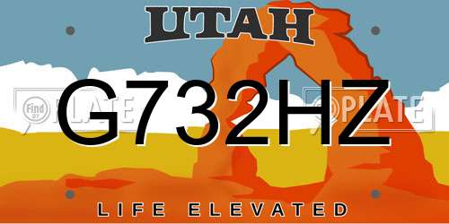 G732HZ Utah License Plate