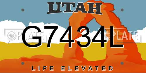 G7434L Utah License Plate