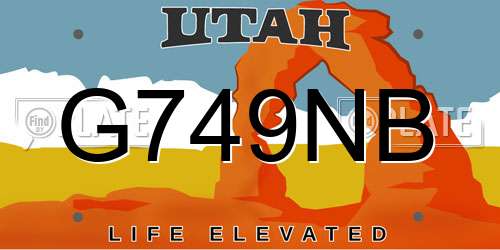 G749NB Utah License Plate